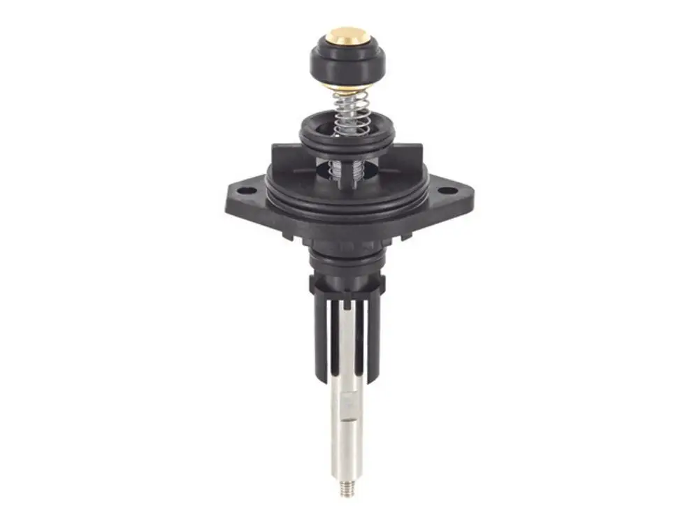 Umschaltventil von Ideal Standard, bestehend aus einem Gehäuse mit integriertem Federmechanismus und einem metallischen Strang, der zur Steuerung von Wasserflüssen dient.